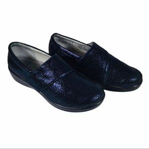 Alegria Womens Lauryn Cosmos Blue Metallic Leather Loafers size 38 US 8 8.5